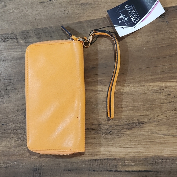 Louis Tangerine Leather Hand Painted Zip Around Wallet / Wristlet - Picture 5 of 7